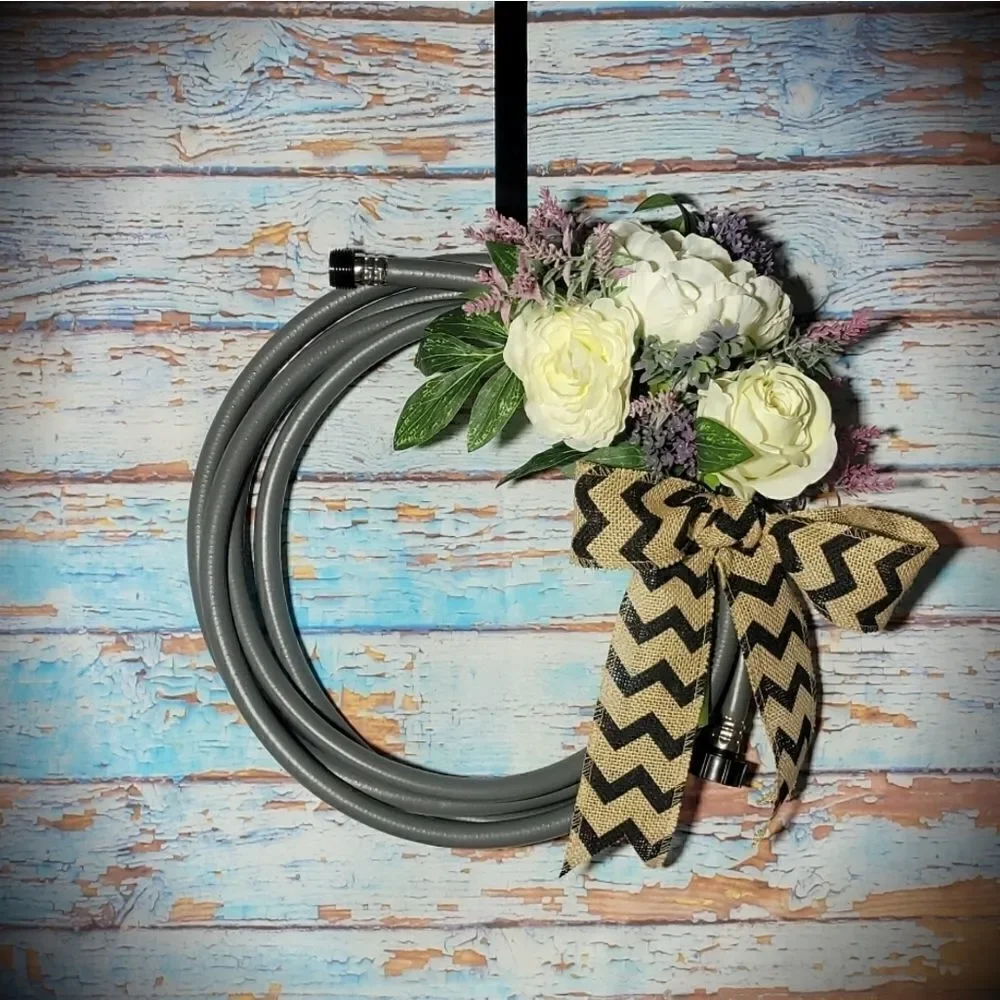 Hose Wreath Gray Floral Garden Hose Wreath